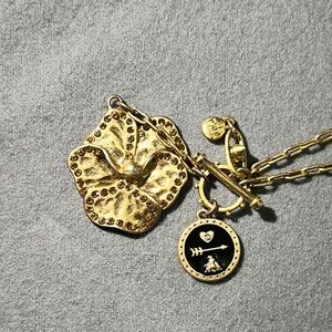 CAbi Gold Floral Pendant Necklace